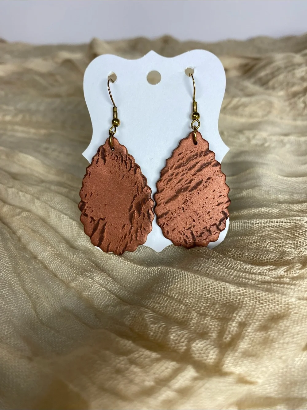 Handcrafted Brown Teardrop Dangle Earrings